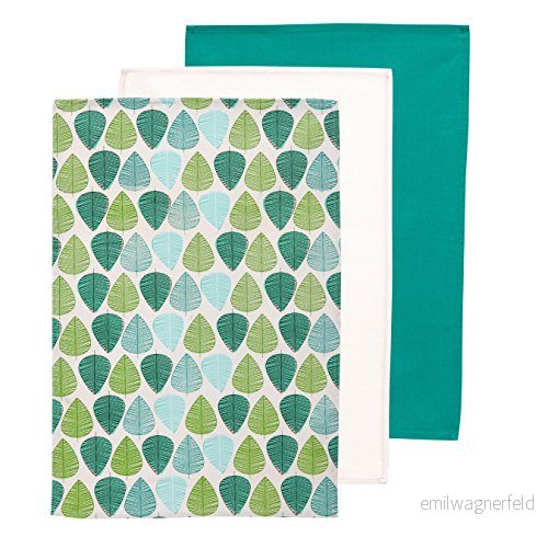 Premier Housewares blad kökshanddukar set med 3, grön 5018705788005