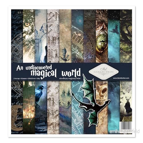 ITD Collection scrapbooking paket 30 x 32 cm, papper, dekorativt decoupage, korttillverkning, pappersstorlek 310 320 mm (An undiscovered magical world SLS 023) 5901779155906