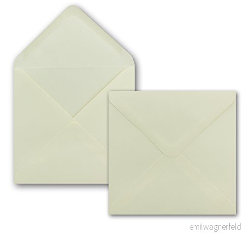 100 fyrkantiga kuvert 15 x cm champagne g/m² Våtstängning med spetsig flik för mycket speciella tillfällen 4251541865580