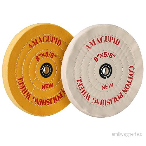 Amacupid bomull polerhjulskit 20 cm. för bänkslipning av hjulpoleringsmaskiner. Polerar smycken, glas, verktyg och mer. 5/8 tum berså 5060773950082