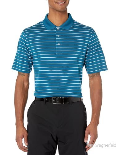 Amazon Essentials snabbtorkande golfpikétröja för män (finns i stora och långa), blågrön blå vit rand, X Large 195111851471