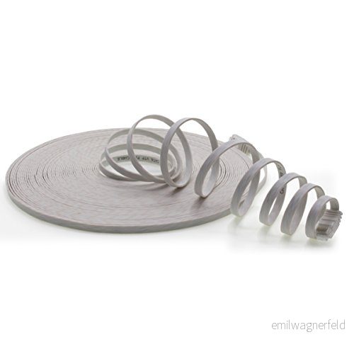25m CAT6 platt nätverkskabel (vit 1 st) 1000 Mbit/s Gigabit LAN kabel CAT.6 tunn mikroinstallationskabel 4251073607771