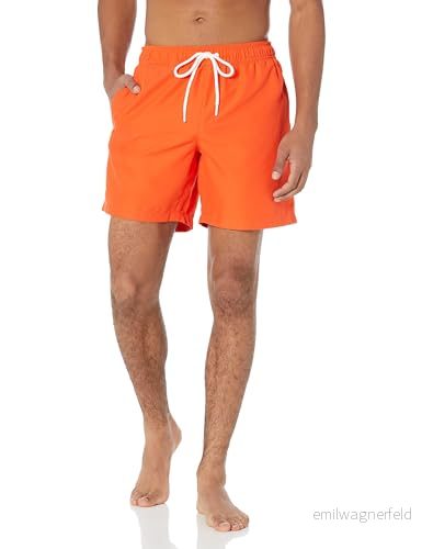 Amazon Essentials Men's Snabbtorkande badtröja 18 cm (7 tum), Orange, XL 193548358228
