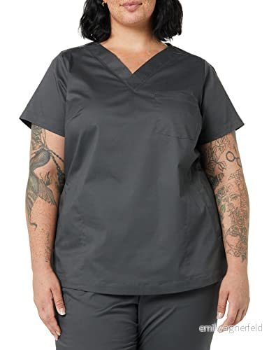Amazon Essentials dam klassisk passform v ringad kortärmad scrub top (finns i plusstorlek), kol, liten 196433517960