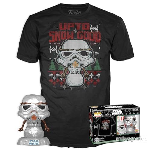 Funko POP! & Tee: Star Wars Holiday Stormtrooper Metallic Extra Large (XL) T shirt Kläder med samlarobjekt vinylfigur Presentidé Leksaker och kortärmad topp för vuxna, unisex män 889698728478