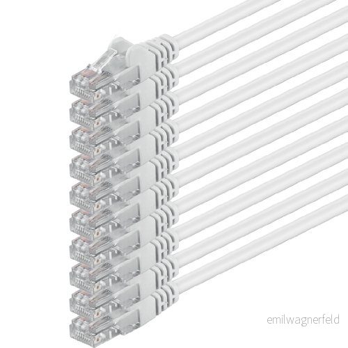 0,5 m Cat 6 Ethernet kabel gigabit RJ45 LAN patchkabel kompatibel med internet, router, modem, smart TV, PC och bärbar dator växel modem vit 10 stycken 4250344826545