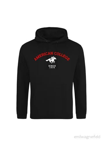 AMERICAN COLLEGE USA tröja med tryck varma kläder unisex barn pojkar och flickor casual modell ACSCW3 svart 12 år, svart, �r 3666052675978