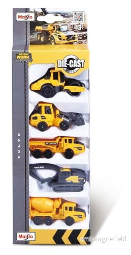 Maisto 1/72 Fresh Metal Blister med 5 lastbilar från Volvo Bil, M12375, gul, liten 90159123750