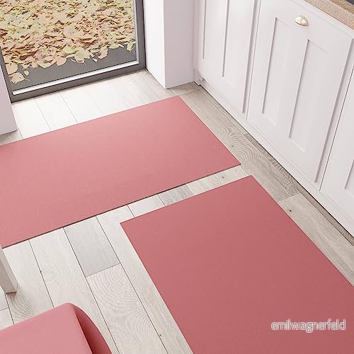 PETTI Artigiani Italiani Köksmatta, Kökslöpare, Tvättbar Halkfri Löparmatta Kök, Enfärgad Matta 52 x 240 cm Korall, 100% Tillverkad i Italien 8056897030967