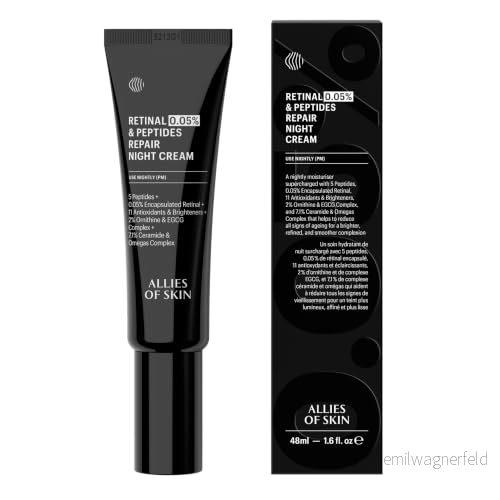 Allies Of Skin Retinal 0.05% Peptides Repair Night Cream with Encapsulated Retinaldehyde, Peptides, 2% Ornithine, EGCG Complex, 11 Brighteners, Antioxidants, and 7.1% Ceramide & Omegas Complex 8885014070438