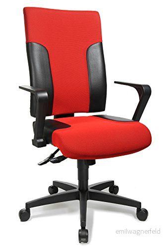 Topstar Two 20 TF20RS101 kontorsstol, med fasta armstöd R2 OPA, tygöverdrag, röd/svart 4014296338620
