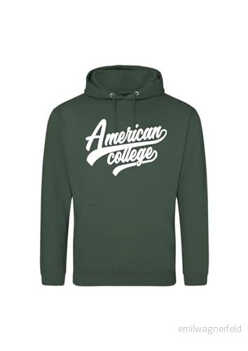 AMERICAN COLLEGE USA tröja med tryck varma kläder unisex barn pojkar och flickor casual modell ACSCW1 mörkgrön 8 år, Färg: grön, �r 3666052677200