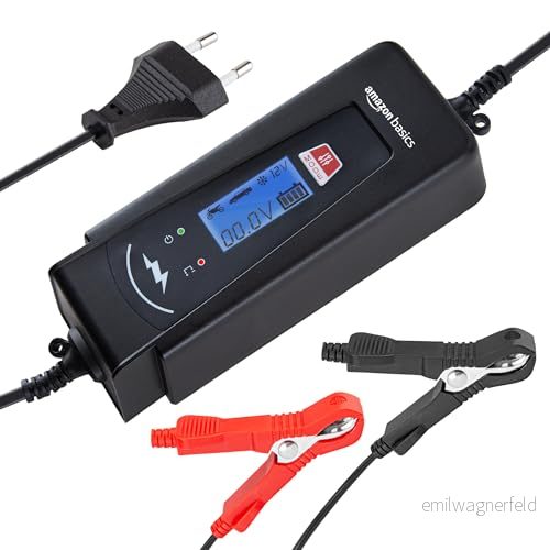 Amazon Basics batteriladdare, EU kontakt, utgång: 2 A/4 A, 6 V/12 V DC, svart 192894010453