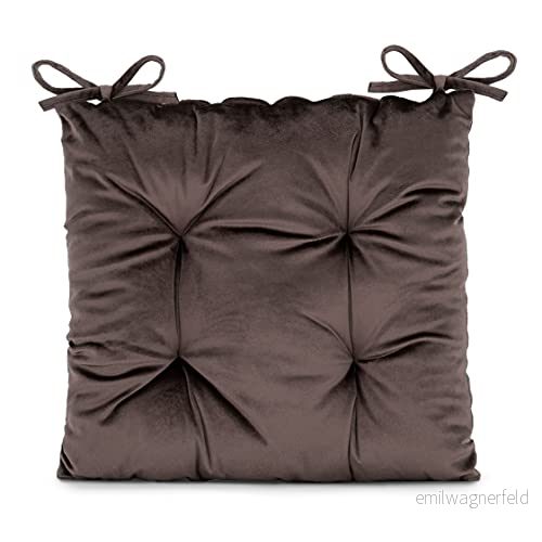 AmeliaHome Stolkudde med band 40 x cm sittdyna sammet utseende Aleksa brun 4251838543061