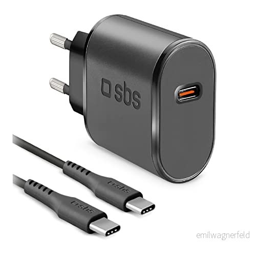 SBS kit med USB C-väggladdare och 1 m C-kabel, 15 W väggladdare grenuttag för mobiltelefoner, TWS-headset, smartwatch, powerbank, högtalare, Kobo, Kindle 8018417416491