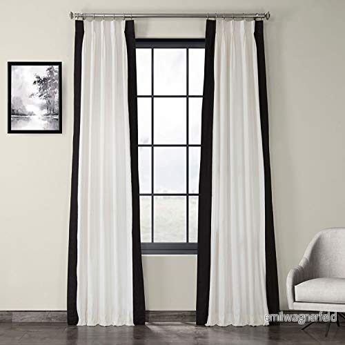 HPD Halvpris draperier veckade vertikala färgblock gardiner för vardagsrum 25 x 108 (1 panel), PRCT VC1716 FP, färsk popcorn och svart 810002648939