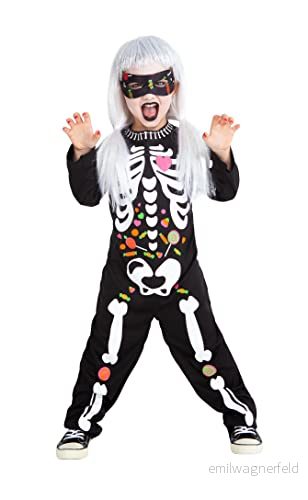 Rubies godisskelettdräkt för pojkar och flickor, overall med ögonmask, halloween, karneval födelsedag 8422971867376