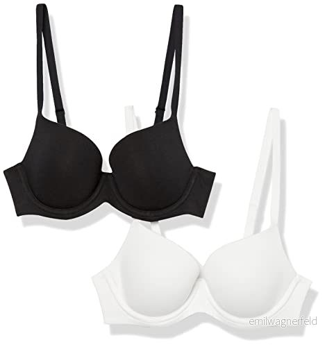 Amazon Essentials heltäckande bomulls BH, 2 pack, svart/vit, 38DD 192912374055