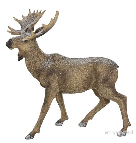 Älgfigur snötäckt 34 x 35 19 cm renar dekorativa figurer skulptur staty objekt julfigur juldekoration skogsdjur trädgårdsdekoration dekoration djurfigur ren hjort dekorativ 4019844741686
