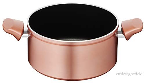 Lagostina Ramata soppgryta nonstick belagd i aluminium Ø 20 cm med koppareffekt utvändig gasspis och ugn termosignal, titan Easy beläggning, två handtag av bakelit 8002531992344