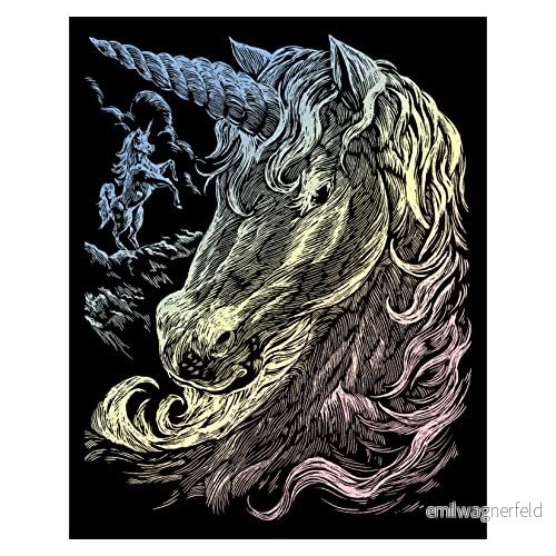 Pracht Creatives Hobby Royal & Langnickel Unicorn Image med hologrameffekt, skrappenna och modell ingår, lämplig för barn vuxna, 4674 20401 4016490741329