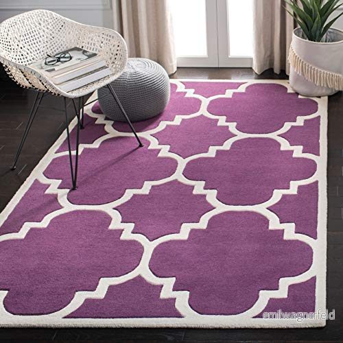 Safavieh Greenwich områdesmatta, handtuftad ullmatta i lila/elfenben, 152 x 243 cm 683726796923