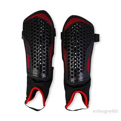 Mitre Unisex vuxen Aircell Carbon Shin Guard, svart/röd, S 5063077002006
