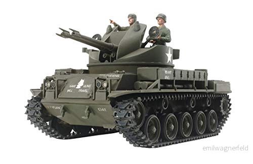 Tamiya 300035161 militär 1:35 US platt pansarvagn M42 Duster, originaltrogen kopia, modelltillverkning, plastbyggsats, hantverk, hobby, limning, montering, omålad 4950344964437