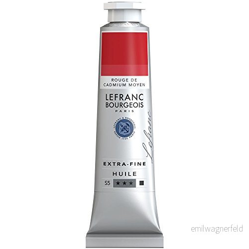 Lefranc Bourgeois 405057 extra fin oljefärg i konstnärskvalitet tillverkad av högkvalitativa pigment, levande färger, hög ljusäkthet, 40 ml rör kadmiumröd medium 3013644050574