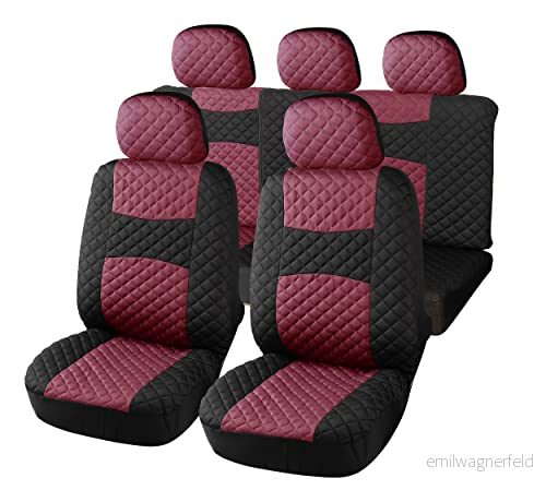 Auto Accessori Lupex A20 Universal bilsätesöverdrag fuchsia svart set fram och baksätesskydd baksäte 2 blixtlås, ingen suv 8059386982723