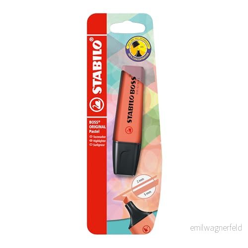 Överstrykningspenna STABILO BOSS Pastel Mellow Coral Red 4006381558105