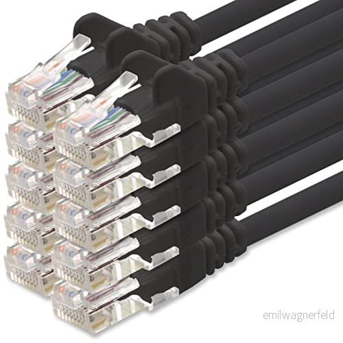 1aTTack.de nätverkskabel Cat.6 svart 10x 3m (set) CAT6 Ethernet kabel LAN 1000 Mbits (PoE) patchkabel 4251073653778