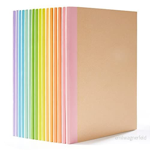 16 pack kraftanteckningsböcker A5, Feela 60 sidor fodrad anteckningsblock journal bulk, mjukt brunt omslag multipack anteckningsböcker för studenter resenärer skriver planer, memos kontor 715863660338