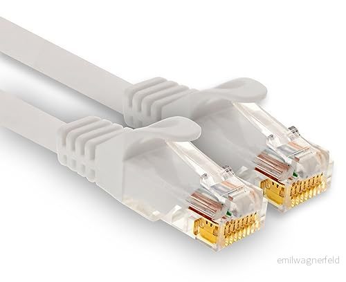 1aTTack.de 1 x 1,0 m Cat7 nätverkskabel, Cat.7 Ethernet, LAN & Cat 7 patchkabel för maximal internethastighet och ansluter alla enheter till RJ 45 uttag vit 4250344833055