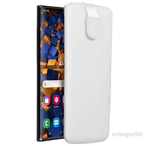 mumbi äkta läderfodral kompatibel med Samsung Galaxy Note 10 skal läder väska Case Wallet, vit 4251657908478