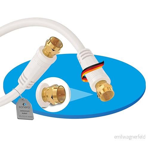 Sonero 20,0 m 4 gånger skärmad SAT antennkabel, för HDTV, mottagare, internet, satellit, DAB, radio, vit 4251364730638