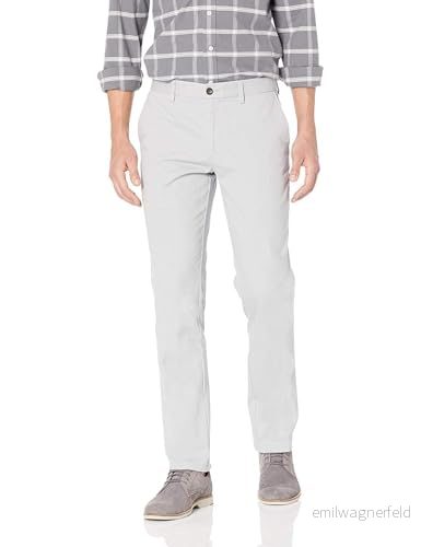 Amazon Essentials Herr Slim Fit Skrynkelbeständig platt framsida Chino byxa, ljusgrå, 30 B x 29 L 191770609606