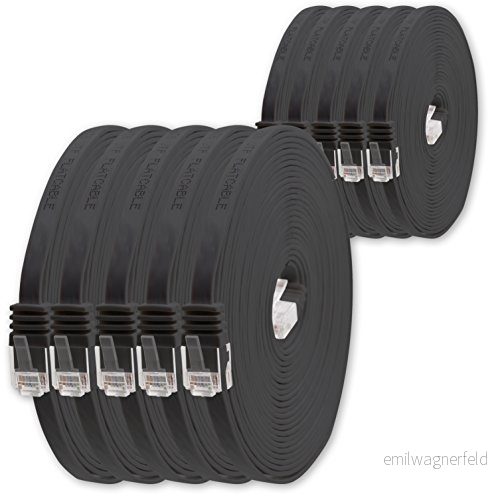 0,25 m svart 10 delar Cat.6 platt nätverkskabel Cat6 kabel ultra patchkabel 1000 Mbit/s Gigabit LAN (RJ45) tunn mikro 4251073633367