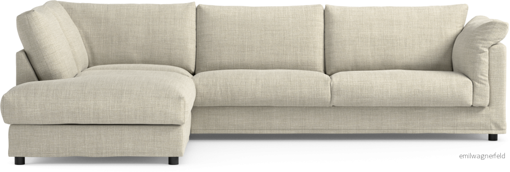 Cherrie 3-sits soffa med divan vänster, med kappa Tslug