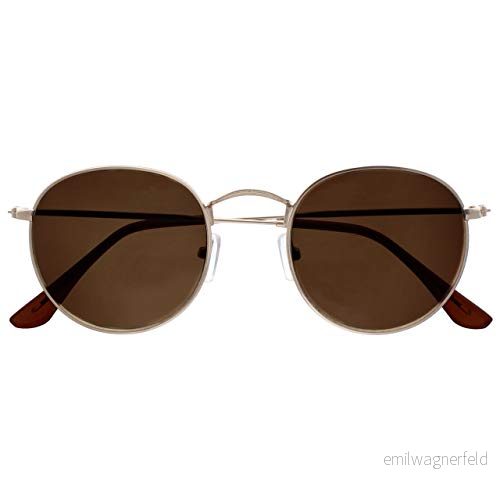 OPULIZE Sol Lässolglasögon tunna kanter retro runda metallramar repbeständig tonad lins UV400 skydd guld genomskinliga spetsar män kvinnor S94 9 +3,50 5055955356561