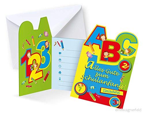 Folat 61310 inbjudningskort skolstart, 6 stycken, 1. Skoldag, skolstartsfest 8714572613101