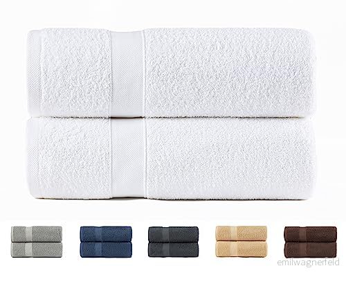 Todocama Set med 2 handdukar i 100% bomull 550 gsm extra mjuka, 5501, högabsorberande och snabbtorkande (vit, 100 x 150 cm) 8435439016384