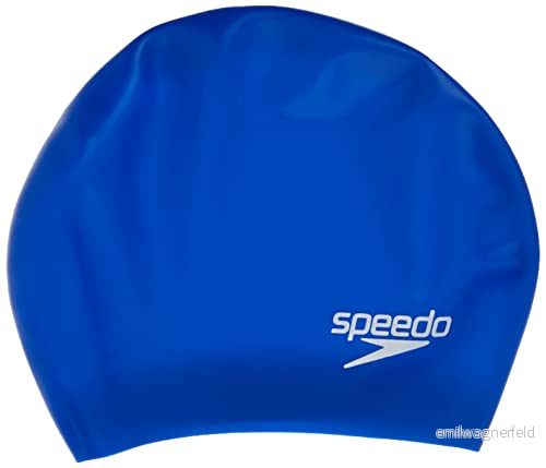 Speedo Unisex silikon långt hår badmössor, blå, One Size UK 827782438988