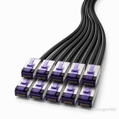 1aTTack.de 1 m CAT6a Superflex Ethernet Gigabit LAN nätverkskabel RJ45 CAT6 A patchkabel 10 000 Mbit s SFTP PIMF 500 MHz kompatibel med CAT5 svart stycken 4250344808152