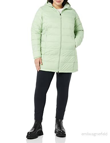 Amazon Essentials lättviktig vattentålig pufferjacka med huva (finns i plusstorlek), salviagrön, X Small 196433572259