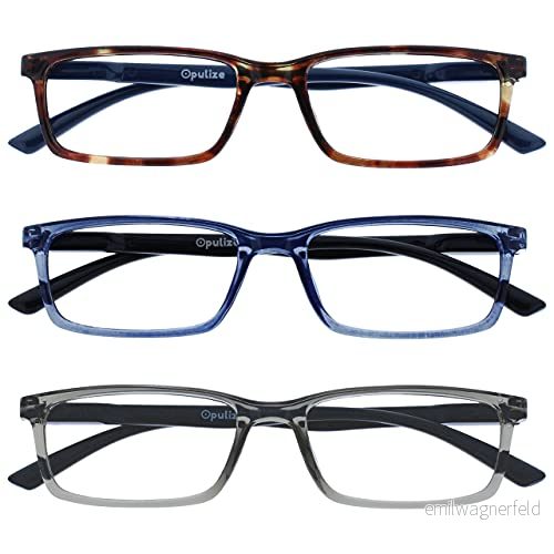 OPULIZE Se 3 pack blåljusblockerande läsglasögon brun blå grå dator anti bländning män kvinnor BBB9 237 +3,50 5055955382157
