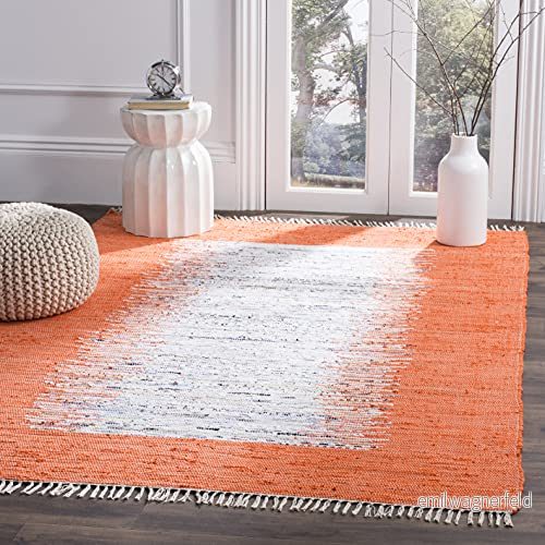 Safavieh Saltillo Flatväv matta, handvävd bomullsmatta, MTK711H 4 P 152 X 243 cm Ivory/Orange 683726312499