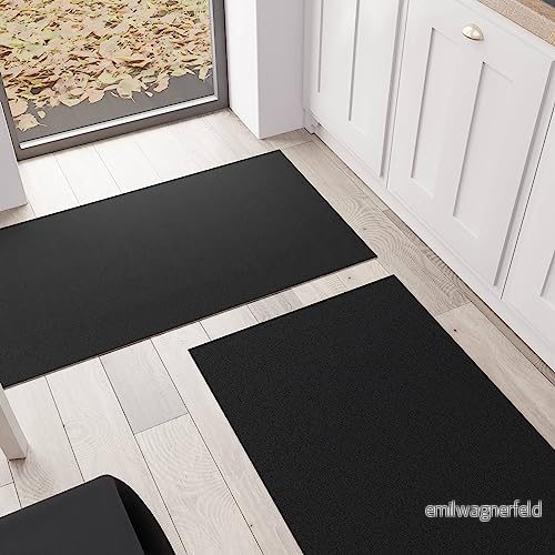PETTI Artigiani Italiani Köksmatta, Kökslöpare, Tvättbar Halkfri Löparmatta Kök, Enfärgad Matta 52 x 480 cm Svart, 100% Tillverkad i Italien 8056897030691