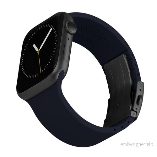 Archer Watch Straps Armband i Silikon med Anpassad Passform för Apple (Midnattsblått, Grå spänne, 44/45/46/49mm) 810054477457