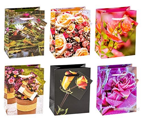TSI 84025 presentpåsar rosor, förpackning med 12, storlek: Liten (H x B D 14 11 6,5 cm) 4022792940254